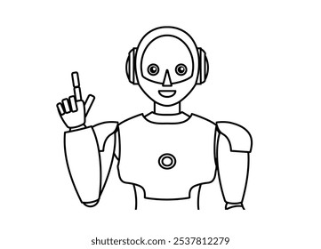 Ilustração de um robô androide simples (monocromático)