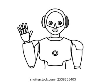 Illustration of a simple android robot (monochrome)