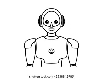 Ilustração de um robô androide simples (monocromático)