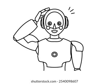 Ilustração de um robô androide simples (monocromático)