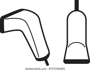 Illustration of a simple barcode reader. Icon symbolizing store and warehouse management and cashless payment.