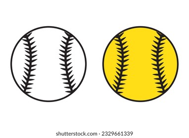 An illustration of a simple baseball ball vector icon against a white background.