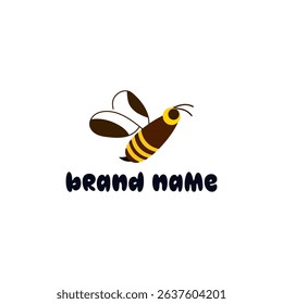 ILLUSTRATION SIMPLE BEE ABSTRACT LOGO ICON BROWN YELLOW COLOR DESIGN VECTOR