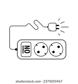 
illustration of a simple black and white icon of an electrical plug or often called a stop contact suitable for business, printing, brochures, calendars and other electrical needs.