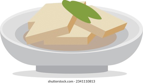 Illustration of a simple boiled Koya-dofu