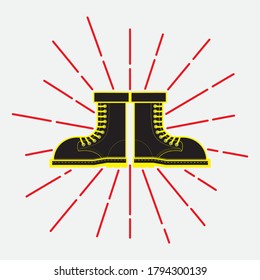 Illustration of Simple Boot Shoes With Sunburst 