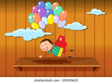 Illustration of a simple boy flying