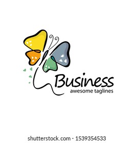illustration of simple butterfly sketch lines color vector 