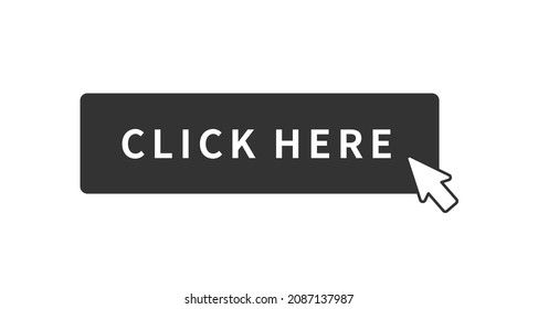 Illustration of a simple button. Template. Banner. (Monochrome, Arrow cursor, Rectangle version)