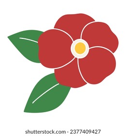 Illustration of simple camellia, decoration material, vector