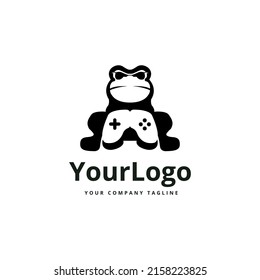 Illustration Simple Character Frog, Logo design Negative Space for Gaming