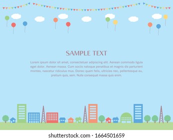 Ilustración de un simple paisaje urbano.
Se puede utilizar para publicidad y tarjetas.
Un diseño que permite poner texto y diseños en el cielo.
