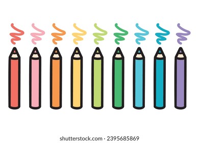 Illustration of simple colored pencils