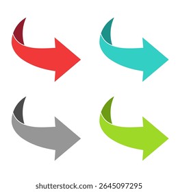 Illustration of a simple colorful curved arrows pointing to right