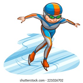 Illustration of a simple coloured sketch of an athlete on a white background