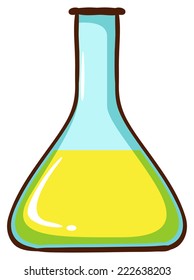 Illustration einer einfachen farbigen Skizze eines Laborgläsers auf weißem Hintergrund