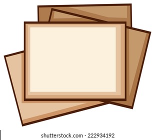 Illustration of a simple coloured sketch of photo frames on a white background 