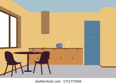 Illustration of a simple and comfortable dining room