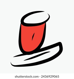 illustration of a simple container with lines and red color inside