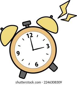 Illustration of a simple and cute alarm clock ringing