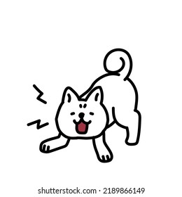 Illustration of simple and cute barking Shiba Inu