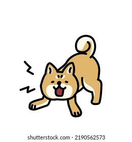 Illustration of simple and cute barking Shiba Inu