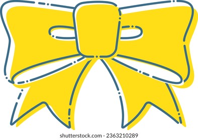 Illustration of a simple and cute broken yellow ribbon