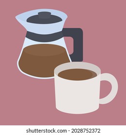 Illustration Of A Simple And Cute Coffee Server And Mug