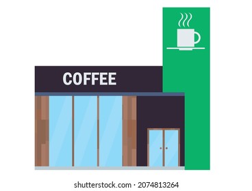 Illustration of a simple and cute coffee shop building.