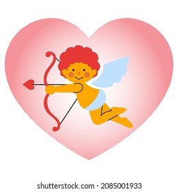 It is an illustration of a simple and cute Cupid in the heart.Easy-to-use vector material.