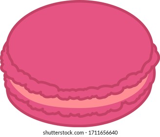 Illustration of a simple and cute dark pink macaron