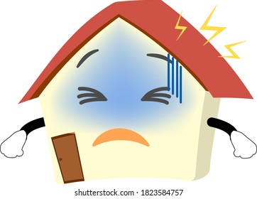 Illustration eines einfachen und niedlichen Hauses, das zu brechen scheint