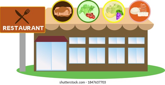Illustration of a simple and cute restaurant