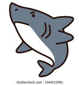 Illustration of simple and cute shark swimming