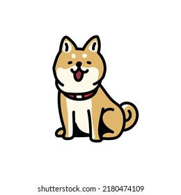 Illustration of simple and cute Shiba Inu to sit