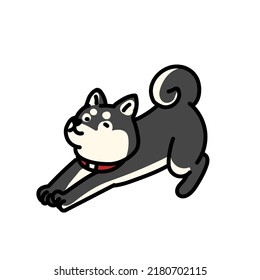 Illustration of a simple and cute Shiba Inu that stretches out