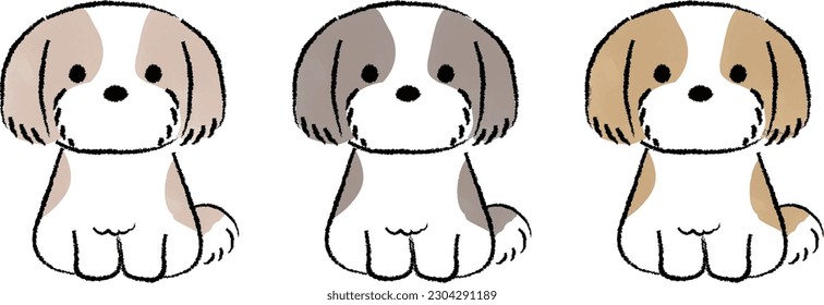 Illustration of a simple cute shih tzu in a handwritten style