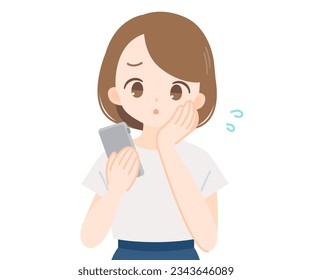 Illustration of a simple and cute woman. Vector data that is easy to edit.
