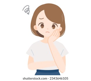 Illustration of a simple and cute woman. Vector data that is easy to edit.