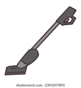 Illustration of a simple deformed black stick vacuum cleaner
