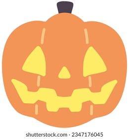 Illustration of a simple deformed Halloween pumpkin lantern.