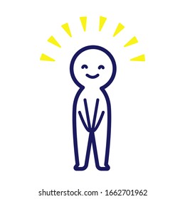 Illustration of a simple deformed human holding hands with a smile