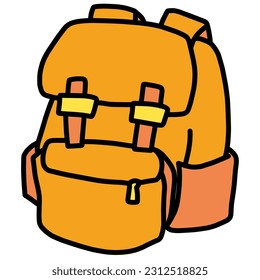 Illustration of a simple deformed orange backpack