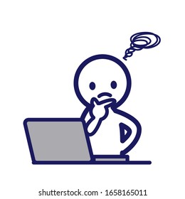 Ilustración de una persona deformada simple utilizando un ordenador personal