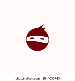 ILLUSTRATION SIMPLE DESIGN CHARACTER DOODLE ART NINJA WITH RED FLAT COLOR LOGO ICON TEMPLATE VECTOR	