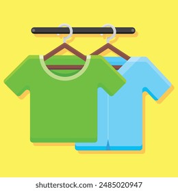 Illustration des einfachen Designs hängende Kleidung. Vektorgrafik der hängenden Kleidung für Design, Poster, Website, Präsentation.
