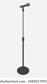 Illustration of simple design microphone on stand. Vector of microphone on stand for design, poster, website, presentation.