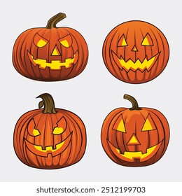 Ilustración de un diseño simple de un objeto de calabaza, especial para Halloween, un diseño simple con un poco de detalle del objeto de calabaza