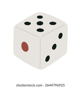 Illustration of a simple dice with 5 on top