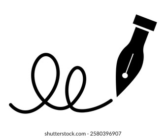 Illustration of a simple dipping pen.　Pen tip.